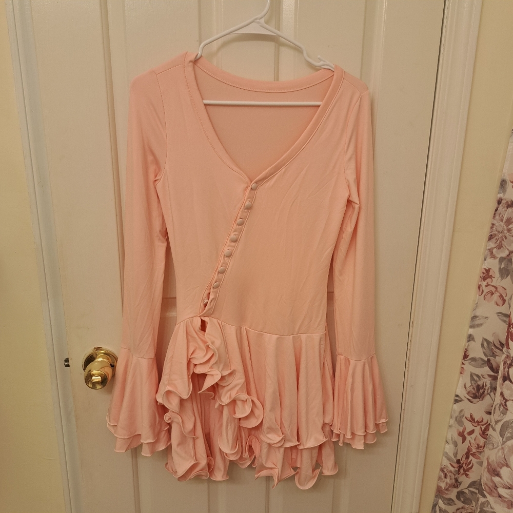 Elegant Mini Pink Ruffle Dress - Picture 6 of 7